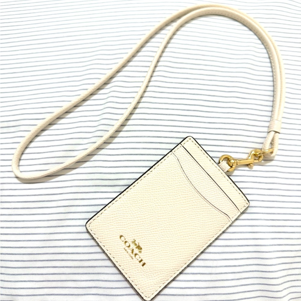 COACH Crossgrain Leather Lanyard Badge ID Holder